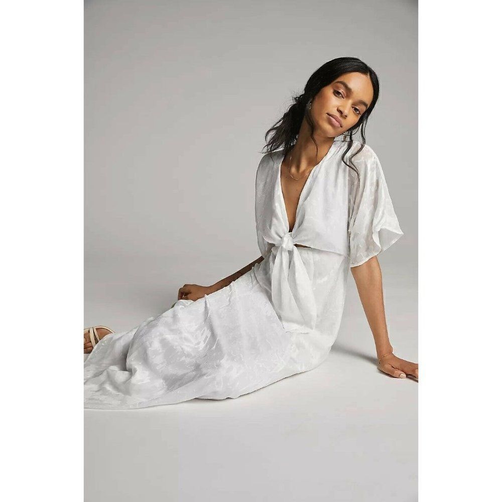 NWT ANTHROPOLOGIE X HUTCH Sz 12 LUCIANA CUTOUT MAXI DRESS IN WHITE
